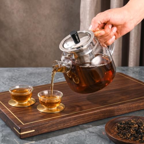 Glass Teapot with Removable Infuser,Ehugos 800ml (27OZ) Stovetop Safe Small Tea Pot, Blooming and Loose Leaf Hand Crafted Kettle for Women and Adult with Stainless Infuser - Image 7