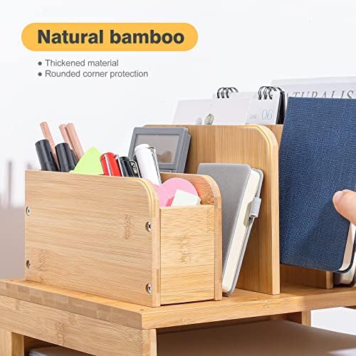 Homde Desk Organizer with File Holder: 3-Tier Bamboo Organization for Desks - Image 3