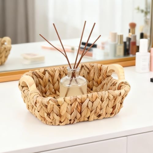 Square Small Water Hyacinth Wicker Basket for Organizing - Image 7