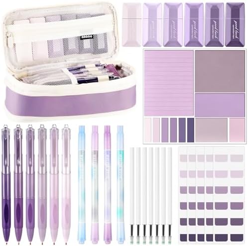 38pcs Aesthetic Office Supplies Kit, Purple Color, Classic by Janlaugh