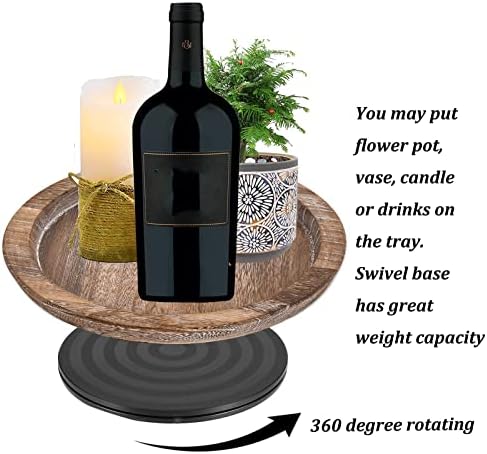 Hanobe Wooden Lazy Susan for Table Centerpiece, Round Serving Tray, 11.2" - Image 5