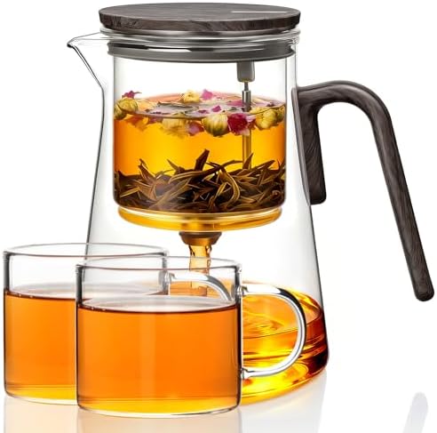 ZENS Magnetic Teapot with Infuser and 2 Cups, 34oz Magic Loose Tea Maker by ZENSLIFESTYLE