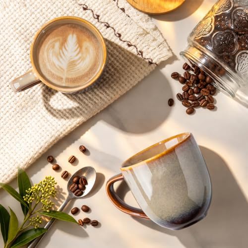 theterra Ceramic Coffee Mugs Set of 6, 12 oz Coffee Cups with Handle - Image 2