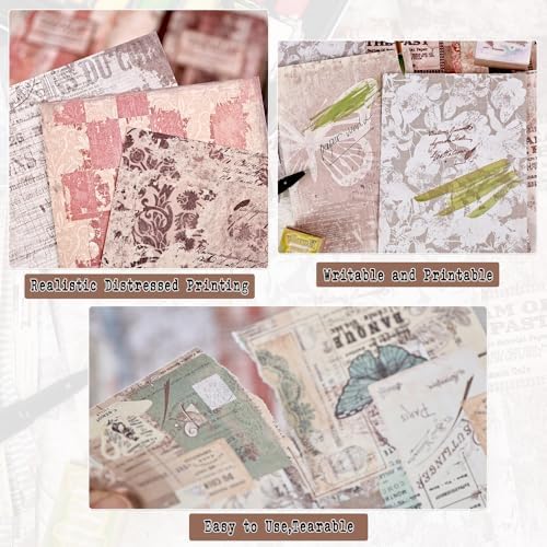 150 Sheets Vintage Scrapbook Paper, 3.7x5.5 Inch, 5 Assorted Set Antique Aged Decorative Background Paper for Junk Journals Supplies, Decoupage, Scrap Booking - Image 6
