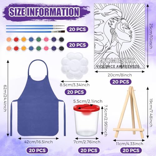 Sherr 140 Pcs 20 Set Pre Drawn Canvas Painting Kit, Anti-Domestic Violence - Image 2