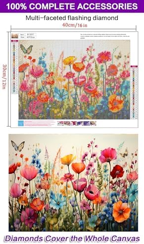Diamond Art Kits for Adults, Wild Flowers Diamond Painting Kits for Adults - Image 2