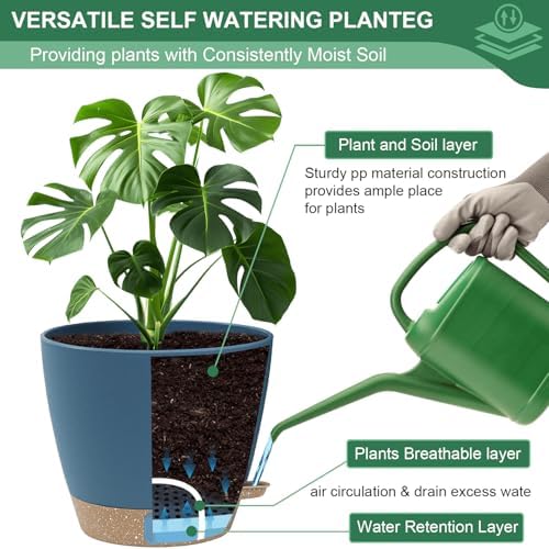 2 Pack 10 inch Self Watering Planters, PP Plastic Plant Pots for Indoor - Image 5