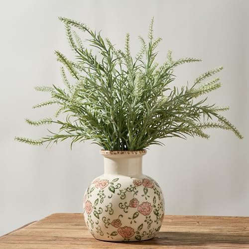 SIDUCAL Ceramic Vintage Vase, 5.91 Inch Retro Ice Cracked Chinoiserie Floral Vase, Rustic Farmhouse Vases for Home Decor, Bookshelf, Garden, Chinoiserie Decor, Tuscan Decor, Red Rose Pattern - Image 3