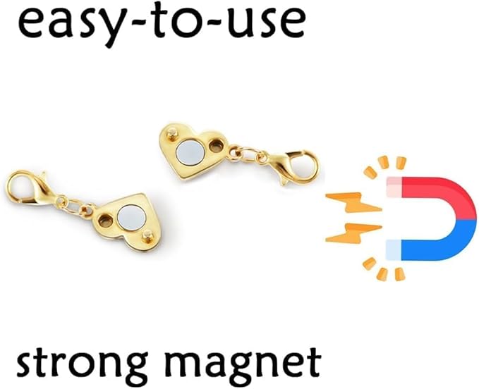 Magnetic Jewelry Clasps Set, Gold and Silver, 12 Pack Rose and Heart Design, Necklace Bracelet Closures with Rhinestone Accents (22pcs Golden Silvery)
