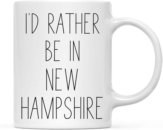 Andaz Press U.S. State 11oz. Coffee Mug Gift, I'd Rather Be in New Hampshire, 1-Pack, Long Distance College Going Away Study Abroad Birthday Christmas Gifts