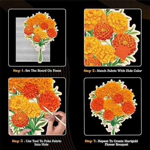Unwynd Poke Art Marigold Flower Bouquet Kit for Adults, Women and Teens - Image 4