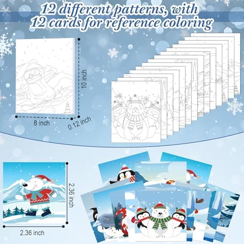 Ctosree 12 Pack Sip and Paint Kit Pre Drawn Canvas,Winter Xmas,10 x 8 Inch - Image 4