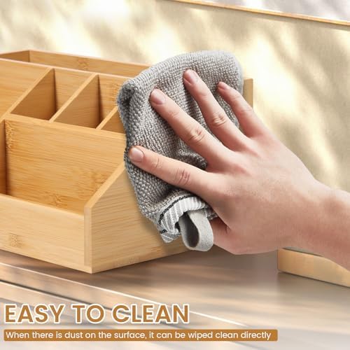 Bamboo Caddy Desk Organizer and Storage with Drawer and Compartment, Storage Shelf Rack Book Shelf for Home Office - Image 4