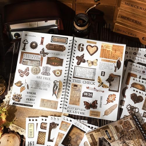 595Pcs Vintage Washi Stickers for Junk Journaling - Image 2
