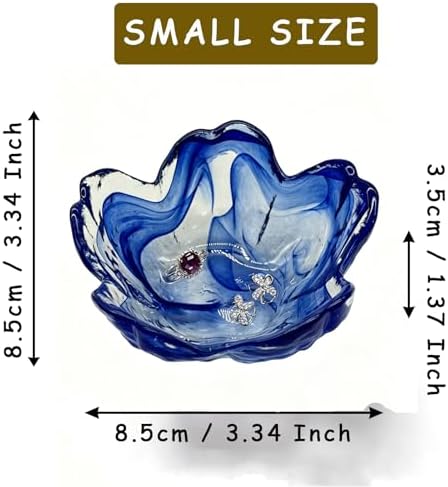 Blue Flower Ring Dish, Small Glass Jewelry Dish Tray, Ring Holder Jewlery Tray Trinket Dish, Bathroom Nightstand Decor Jewelry Bowl Christmas Friendship Birthday Gifts for Women, Soap Dish - Image 2