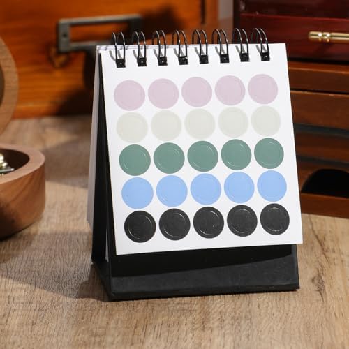 Mini Desk Calendar 2027-2028- Small Desktop Calendar January 2027 to June 2028 Mini Daily Schedule Thick Paper Twin-Wire Binding with Stickers for Home Office School (Black-white) - Image 5