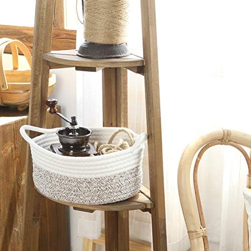 Sea Team 2-Pack Compact Woven Cotton Rope Storage Baskets, Mottled Brown - Image 3