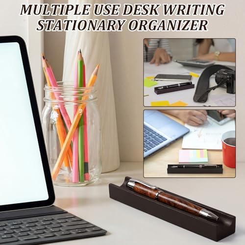 Hoteam 2 Pcs Wood Pen Holder Black Walnut Single Pen Rest Desk Organizer - Image 4