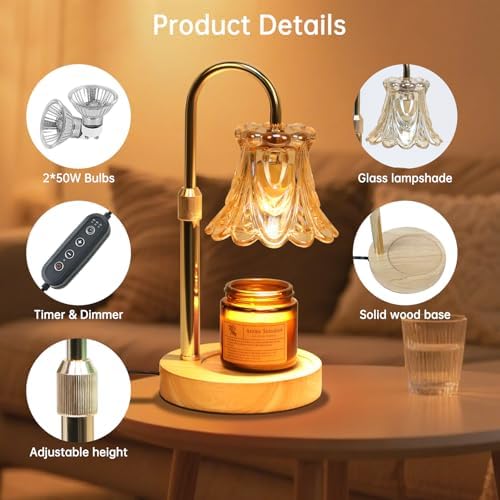 GEEZO Fragrance Candle Warmer Lamp，Electric Candle Warmer with Timer & Dimmer，Mom Christmas Birthday Gifts for Women, House Warming Gifts New Home Bedroom Decor - Image 2