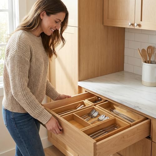 Bamboo Drawer Organizer Set, 5 Piece - Image 2