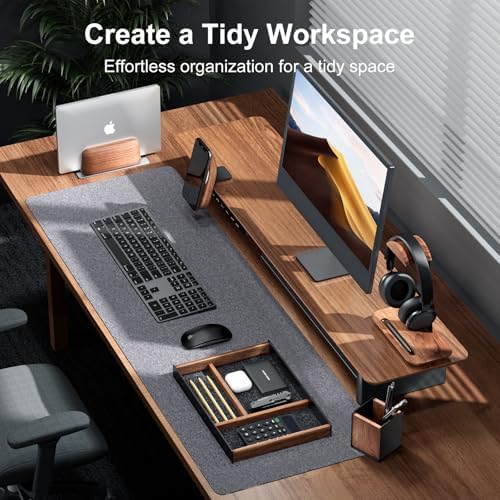 UPERGO Walnut & Aluminum Valet Tray, Desk Drawer Organizer Tray for Desk - Image 5