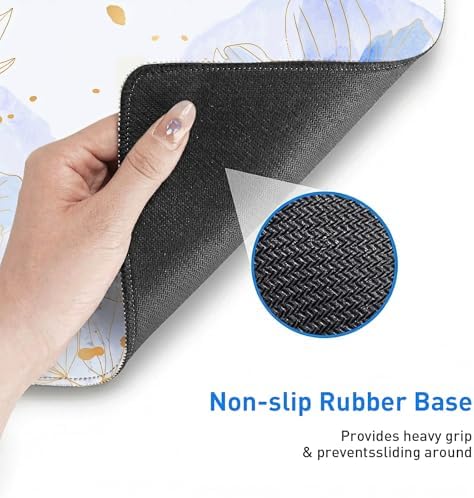 Blue Desk Mat, Aesthetic Floral Large Mouse Pad, 35.4 x 15.7 Inch XXL Keyboard Mat Non-Slip Waterproof Desk Pad, Full Desk Protector for Women Office Home - Image 5