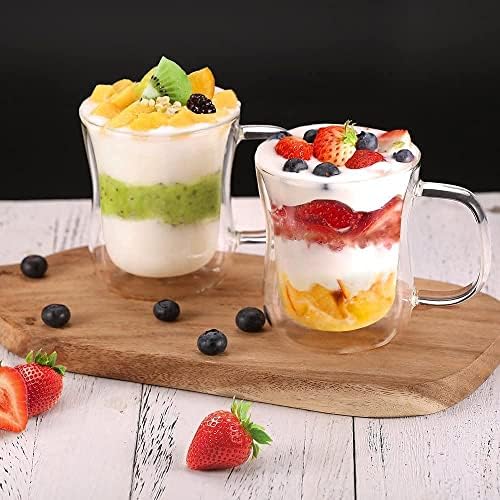 ecooe 12 oz Double Walled Glass Coffee Mug Latte Cappuccino Cups Set of 2 - Image 5