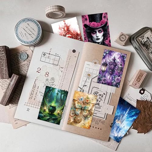 300 Pcs Washi Stickers Book - Vintage Aesthetic Journaling Stickers for Scrapbooking, Bullet Journal, Planner, Travel & Daily Life - Craft Gifts Scrapbook Sticker Set for Art Diary, Notebook - Image 5