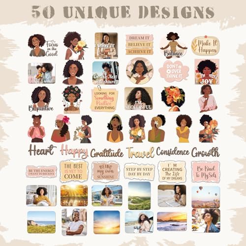 Vision Board Supplies Scrapbook - 50 Pcs Black Girl Travel Stickers - Image 5