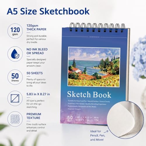 Acrylic Gel Pens for Coloring, 10 Colors Gel Pens with A5 Sketchbook - Image 3