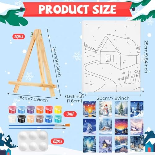 Zhanmai 12 Set Paint and Sip Kit for Adult 8''x10'', Winter Sonw - Image 2