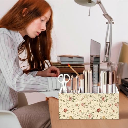 Vintage Floral Pen Pencil Holder for Desk Decor - Image 4
