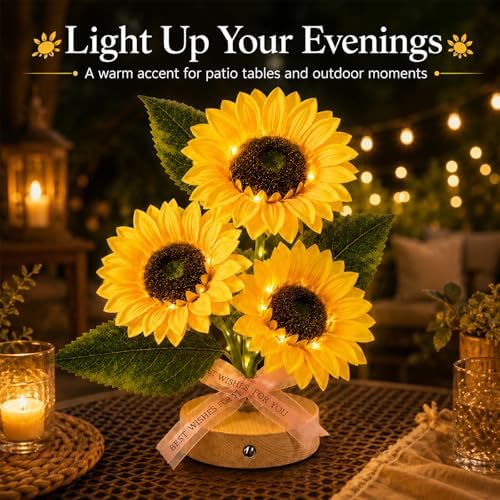 Flower Table Lamps, Rechargeable Touch Dimming Sunflower Night Light, LED Artificial Flower Lamp, Table Centerpieces for Birthday Holiday Party Wedding Room Decoration - Image 4