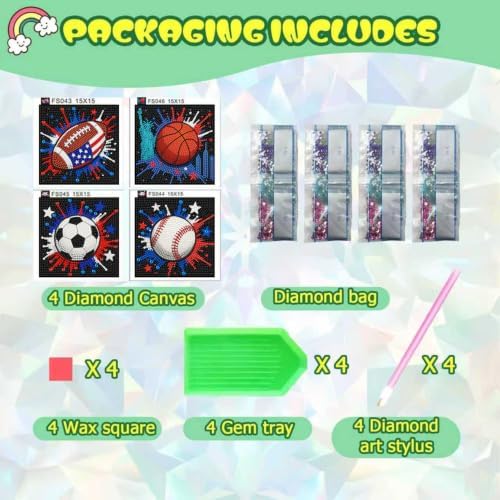 ICYANART 4 Pack Diamond Art Painting Kits for Kids Age 6-12 6x6 Inch - Image 4