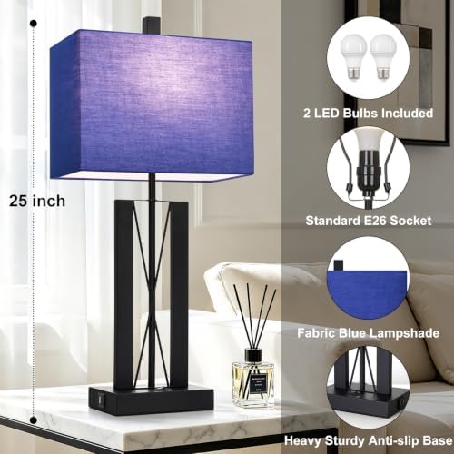 Lolikit 25" Table Lamps for Living Room Set of 2, Bedside Lamps for Bedroom - Image 2