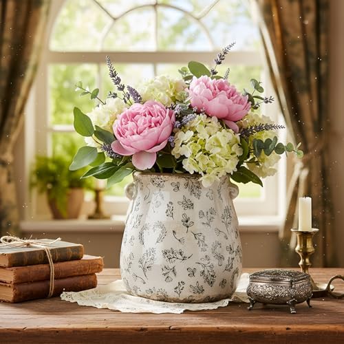 Ceramic Scroll Planter 6.5 Inch, Leaves - Image 5