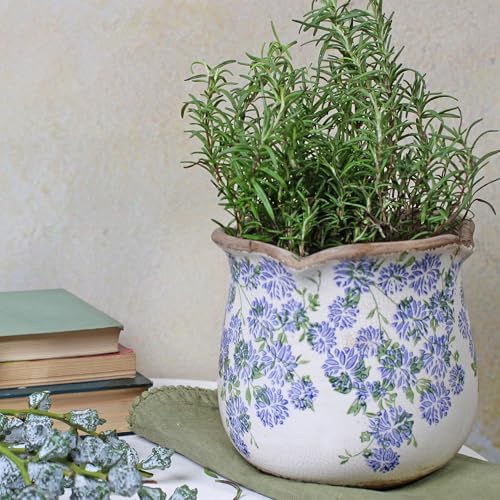 Ceramic Pots for Plants, Vintage Plant Pot with Drainage Hole, 6.11in. Planter for Indoor Plants, Crackle Glaze Finish Flower Pot, Perfect Tuscan Ceramic Planter for Gardening, Antique Blue Meadow - Image 5