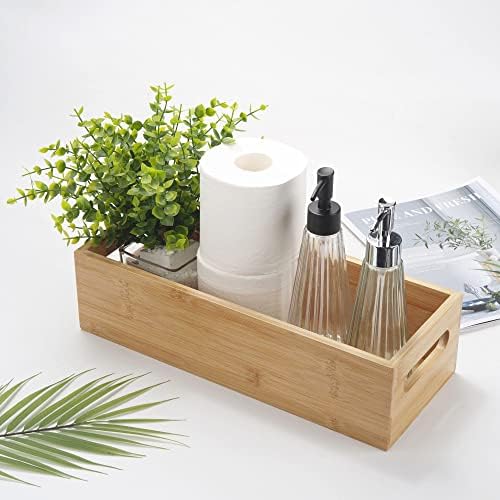 Toilet Tank Paper Basket for Back of Tank Top, Bamboo Bathroom Storage for Organizing (15 x 6 x 4 inch) - Image 3