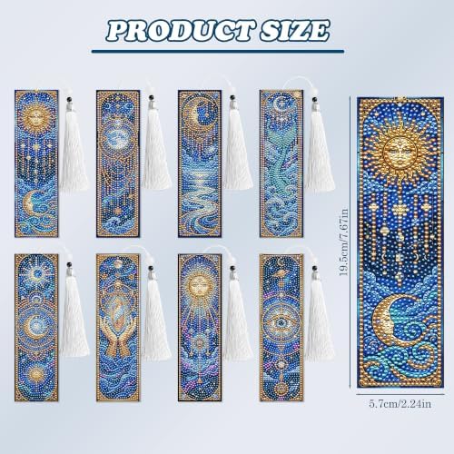 8 Pack Diamond Painting Bookmark, Diamond Art Bookmarks DIY Kit for Adult - Image 3