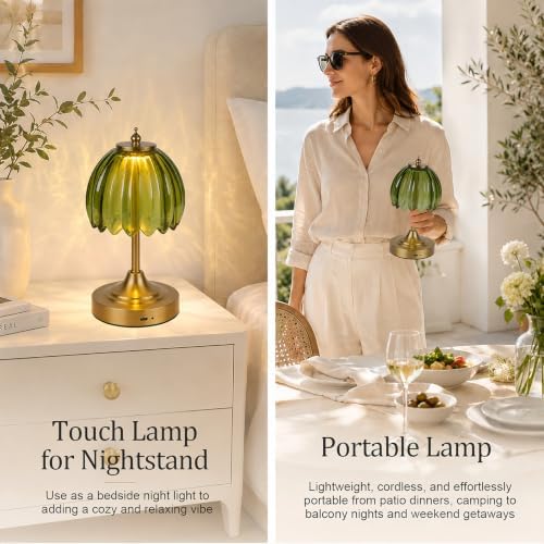 Upgrade Mini Tulip Cordless Table Lamp, Home Décor-Green - Image 7