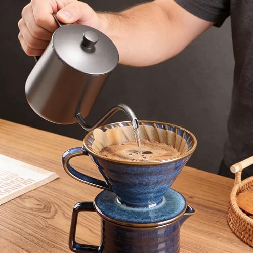 Pour‑Over Coffee Maker, Starry‑Blue V60 Ceramic Pour‑Over Coffee Pot, 450ml Pour‑Over Coffee Dripper, Comes with 40‑Pack Coffee Filters - Image 4