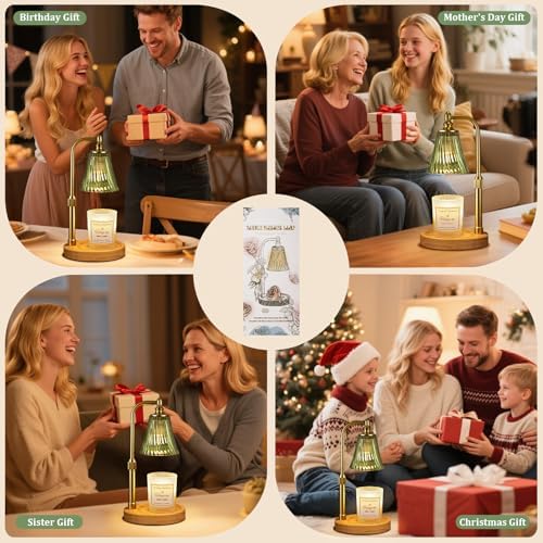Hong-in Green Candle Warmer Lamp with Timer Dimmable,Birthday Gifts for Women,Adjustable Height Wax Melt Warmer for Jar Candles,House Warming Gifts New Home,Ideal for Office,Dorm,Bedroom Home Decor - Image 5