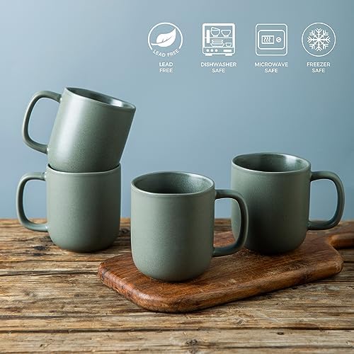 AmorArc 14oz Coffee Mugs Set of 6, Ceramic Coffee Mugs with Large Handle & Wavy Rim for Latte/Hot Cocoa/Tea, Stylish Coffee Mugs for Men Women. Oven,Dishwasher&Microwave Safe, Reactive Glaze - Image 5