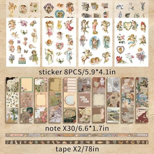 ATIRAMANIYA 346pcs Vintage Scrapbook Kit Aesthetic Junk Journal Set with Stickers, Washi Tape, A6 Notebook & Decorative Paper, All-in-One Scrapbook Kit Stationery (Star and Art Museum) - Image 3
