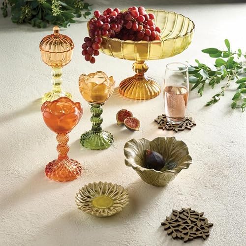 47th & Main Decorative Trinket Tray Flower Shaped Glazed Ceramic Dish for Home Décor, 6" Diameter x 1" Deep, Kale Flower - Image 3