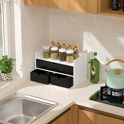 Bamboo Desk Organizer with Drawers, Desktop Storage for Office Supplies - Image 5