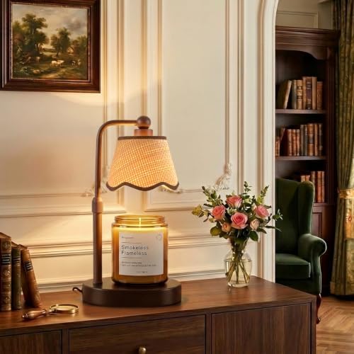 Candle Warmer Lamp with Timer, Modern Farmhouse Candle Warmer for jar Candles Brown, Electric Wax Warmer, Includes 2 Bulbs, Housewarming, Birthday Gift for Women, Mom, Her-Brown-Conical - Image 4