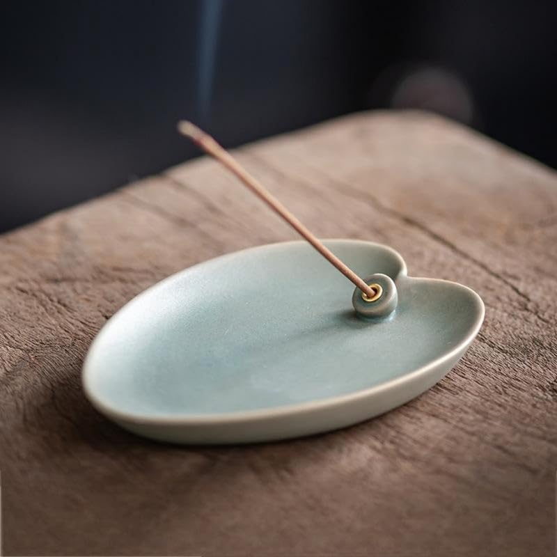 Incense Holder Modern Minimalist Circular Incense Stick Burner for Cones or Sticks for Yoga & Meditation, Enhance Atmosphere,Ceramic Ash Catcher Lake Blue by Warmself