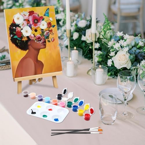 Ctosree 2 Pcs Pre Drawn Canva Kit 8''x10'' Paint and Sip, Flower Beauty - Image 6