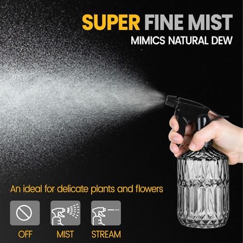 Plant Mister Spray Bottle, 13.5 oz Leak Proof Glass Spray Bottle for Inside Plants, Succulents, Herbs, Cleaning, Hair Care, Refillable Fine Mist Sprayer with Adjustable Mist Nozzle (Grey) - Image 3